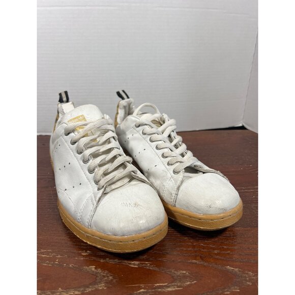 Adidas Stan Smith Mens Sneakers 10 US White With Leopard Heel Detail - Picture 2 of 5